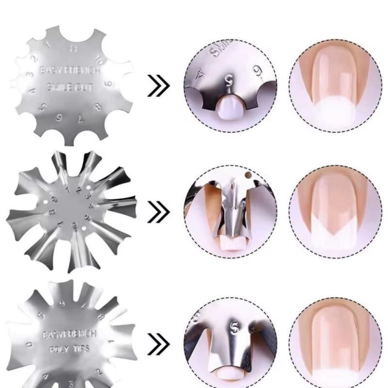 1Pcs Easy French Cut V-Shape Tips Manicure Edge Trimmer C-Curve/Oval Shape Trimmer Steel Line Tools Nail Art Acrylic Cutter AM01